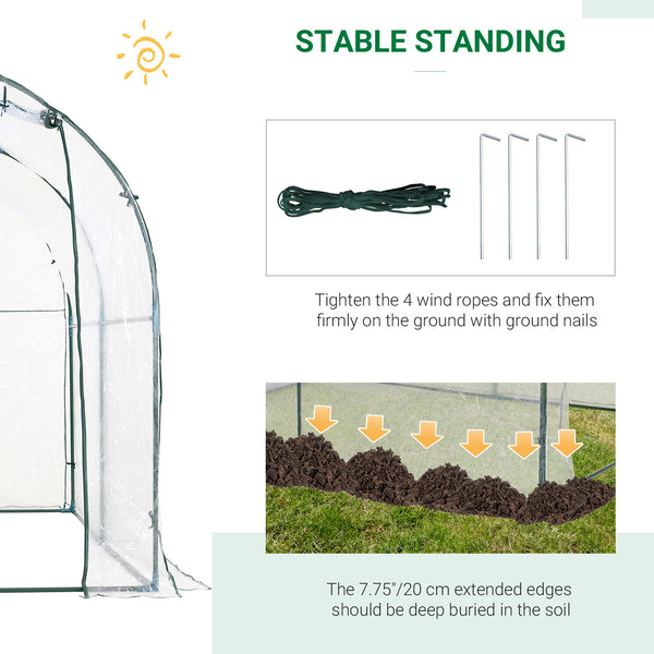 6.6' x 8.2' x 6.6' Tunnel Greenhouse, Garden Plant Shelter, Grow Tent with Roll-up Door, Clear