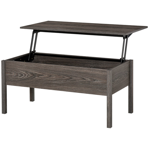 Modern coffee table with lift-top and hidden storage compartment, gray