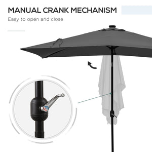 9.7-foot patio umbrella with 22 solar LED lights and tilt, dark gray