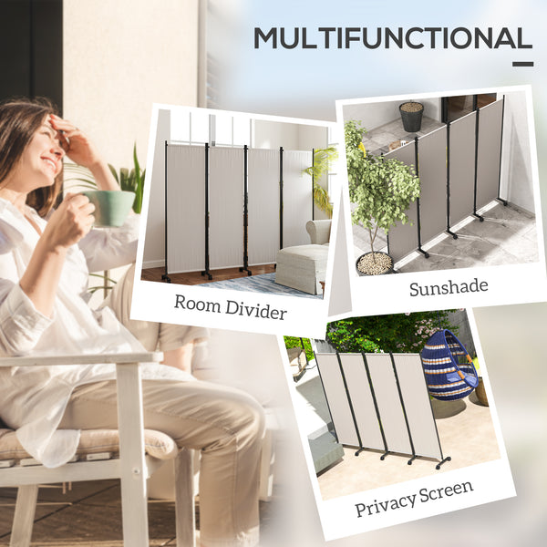 Folding screen with wheels, cream white