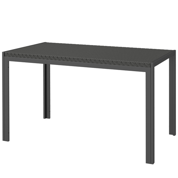 4-seater patio table with synthetic rattan top, black