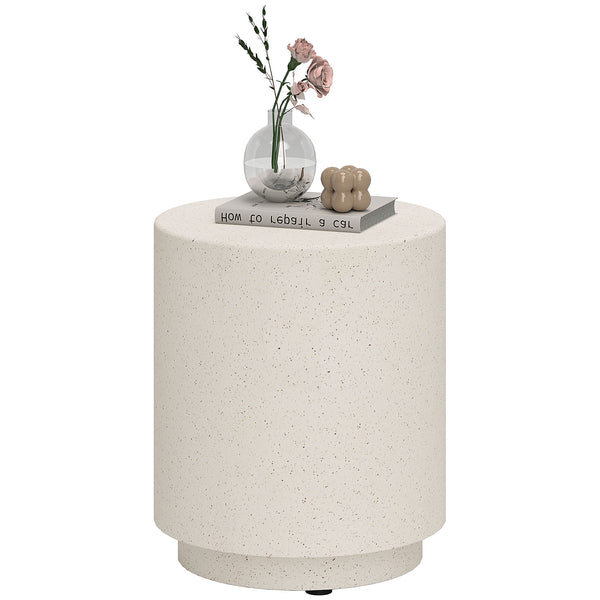 Round cream white concrete-effect side table, 14.5 in. – Indoor and outdoor