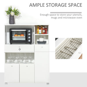 Kitchen cabinet with microwave stand, white