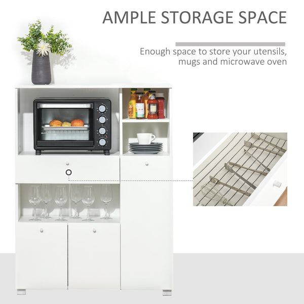 Kitchen cabinet with microwave stand, white