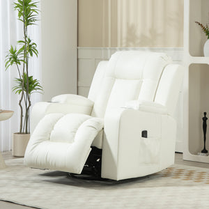 Cream White Swivel Massage Rocking Chair
