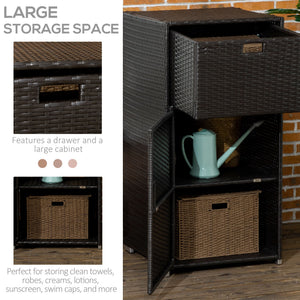 Outdoor rattan towel rack, dark brown
