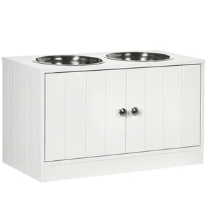 Raised dog bowls with stand and storage