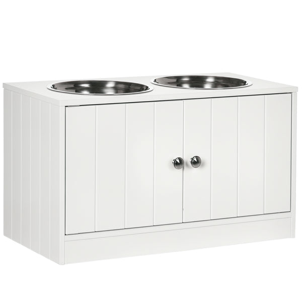 Raised dog bowls with stand and storage