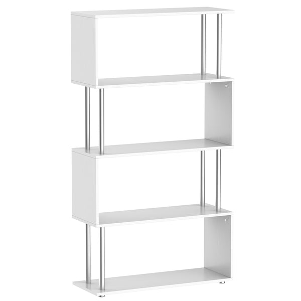 5-Tier Geometric Wooden Bookcase, White