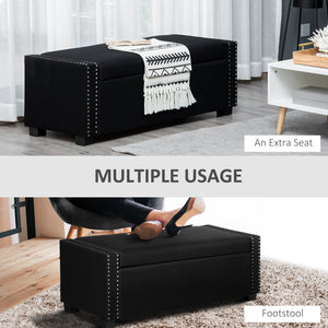 Upholstered folding storage bench in fabric, dark gray