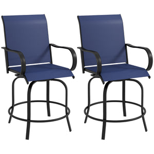 Set of 2 outdoor stools, navy blue