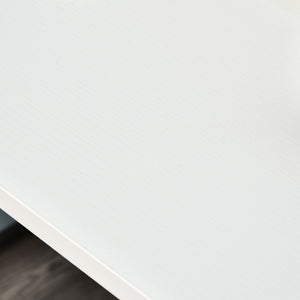 Computer desk with reversible multi-use filing drawers, white