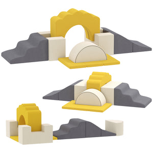 7-Piece Indoor Playground for Crawling, Sliding and Playing, Yellow