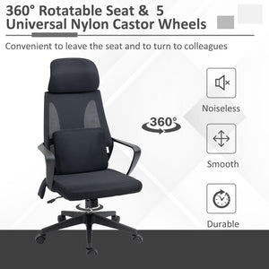 High-back office chair with lumbar massage cushion