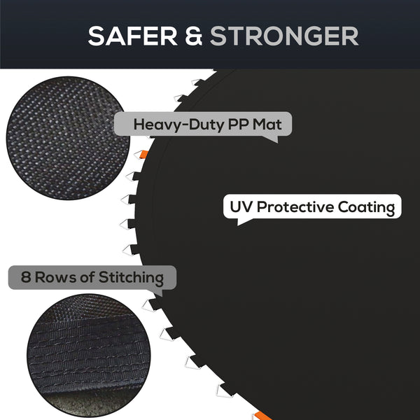 Soozier Trampoline Mat Replacement with Spring Pull Tool and 72 V-Hooks, Fits 12ft Trampoline, Using 5.5" Springs, Black