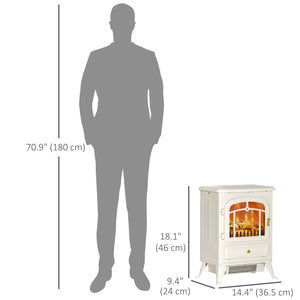 40cm beige freestanding electric fireplace with 750/1500W wood flame