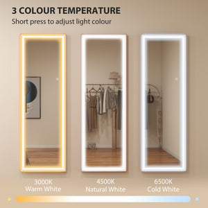 64" LED full-length mirror with adjustable lighting and two-tone white and pink frame