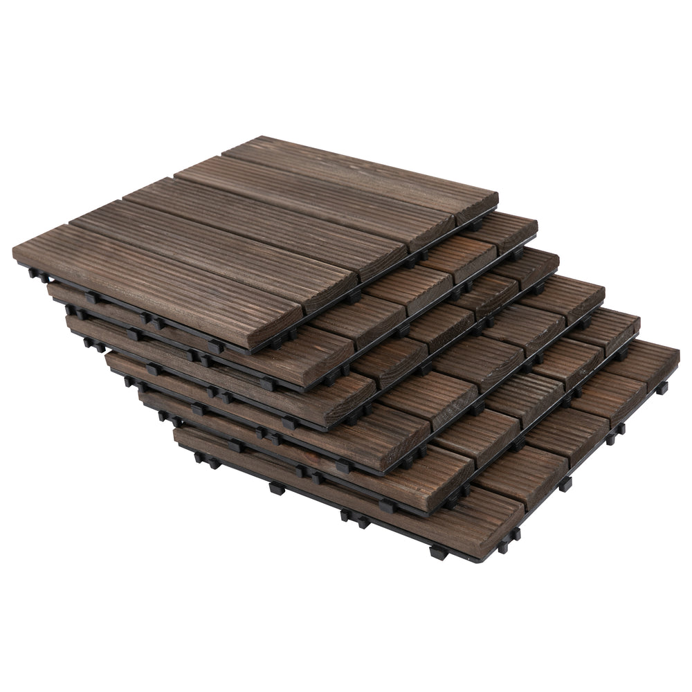 Set of 27 interlocking wooden terrace tiles