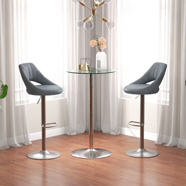 High bar table with tempered glass top