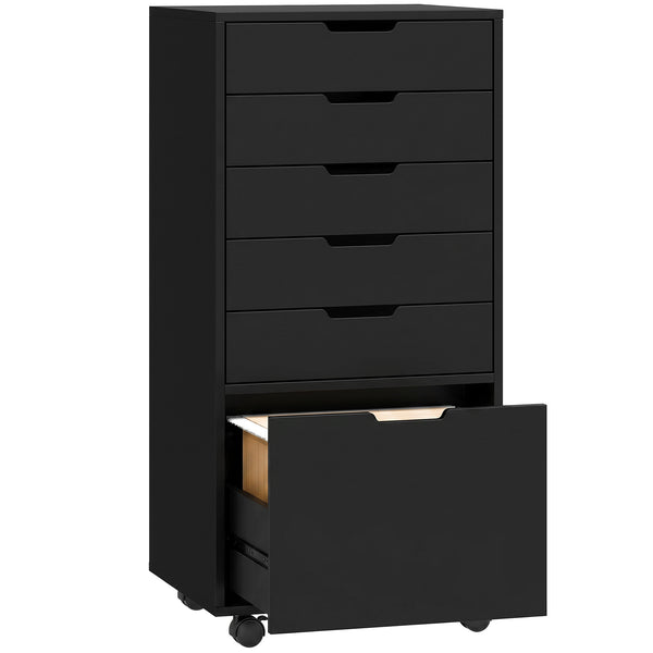 6-drawer mobile filing cabinet, black