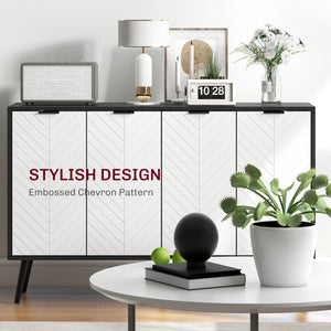 Modern sideboard with adjustable shelves and 4 doors, black