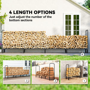 Wood rack with waterproof cover, 500 kg log storage rack