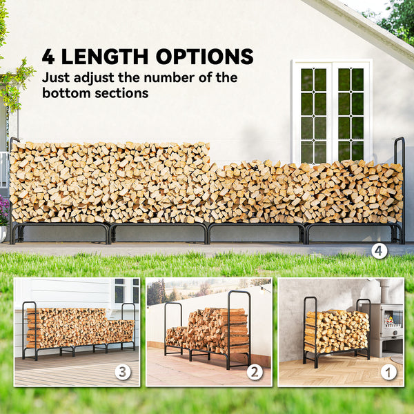 Wood rack with waterproof cover, 500 kg log storage rack