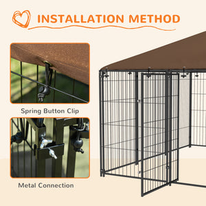 Enclosure with awning and rotating bowls, coffee color