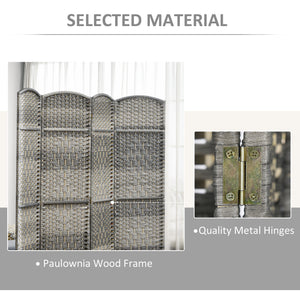 3-Panel Folding Room Divider Screen in Pine Wood and Polypropylene – Grey