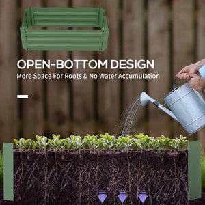 Set of 2 raised steel planters, green