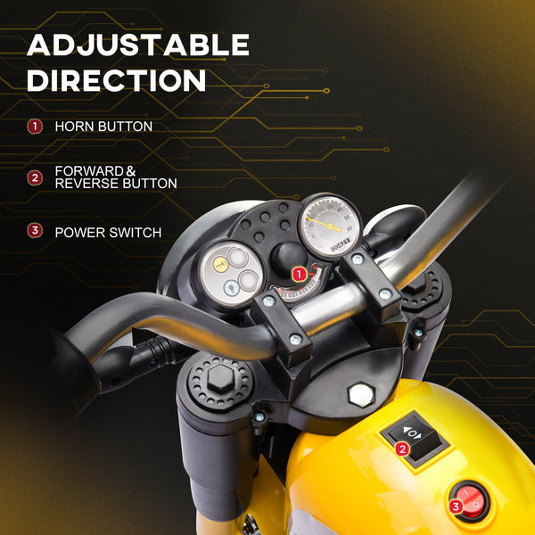 6V 3-wheel electric motorcycle, yellow