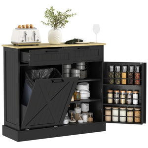 10-Gallon Waste Bin Cabinet with Tilt-Out Drawers, for Freestanding Kitchen Island, Black