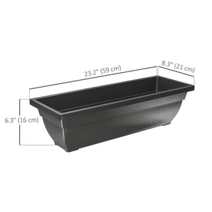 Set of 5 elongated rectangular flower pots, black