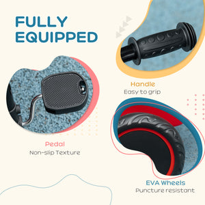 Large tricycle with adjustable seat, safety belt, two storage baskets, red