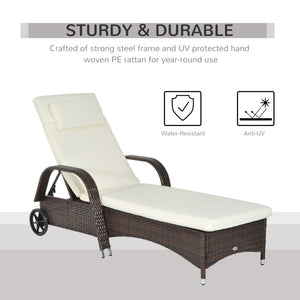 Woven resin chaise lounge with headrest, cream white