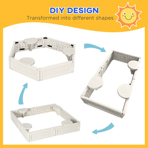 Sandpit with canopy and fabric cover, cream white