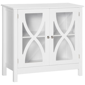 Kitchen cabinet with glass door, living room, white