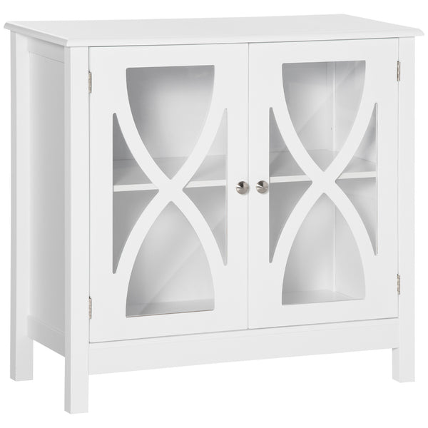 Kitchen cabinet with glass door, living room, white