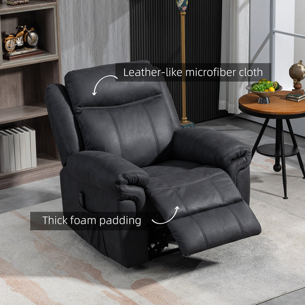 Manual recliner chair with vibration massage, black