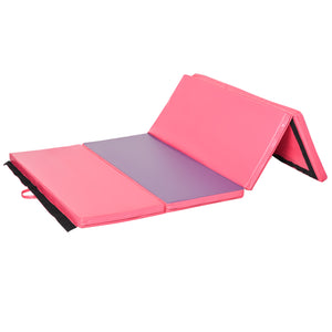 4'x6'x2'' Folding Gymnastics Mat with Carry Handles, Pink and Purple