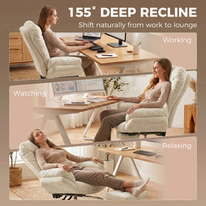 Large office chair with footrest, beige