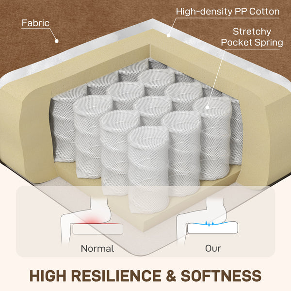 2-seater velvet sofa with solid wood legs, brown