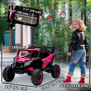 12V Electric Car with Remote Control, Battery Electric UTV with Spring Suspension, Pink