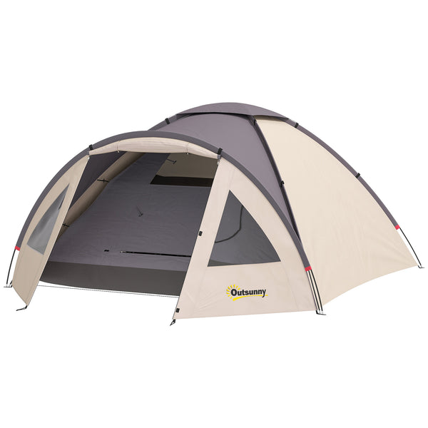 Camping tent with integrated groundsheet and hook