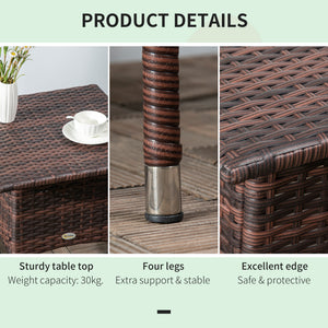 Patio coffee table in woven resin, brown color