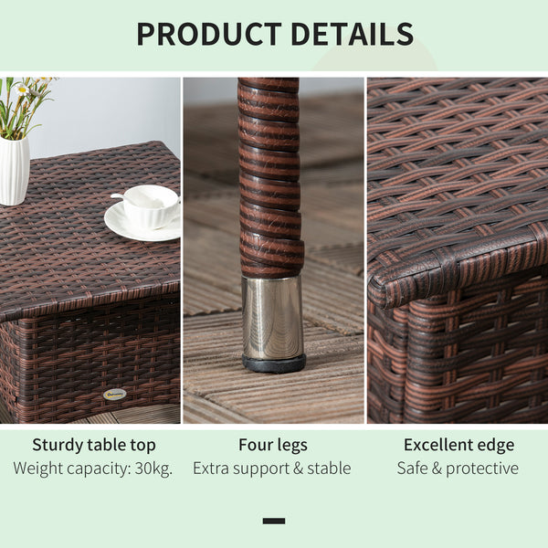 Patio coffee table in woven resin, brown color