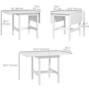 Country-style drop-leaf kitchen table for small spaces, white