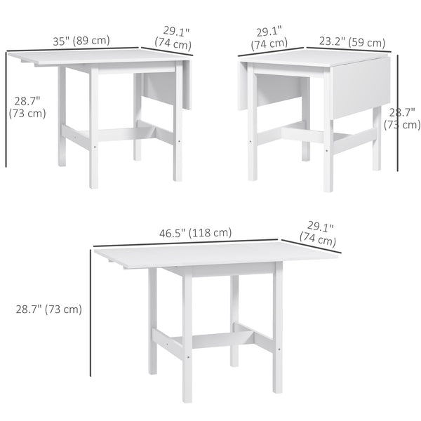 Country-style drop-leaf kitchen table for small spaces, white