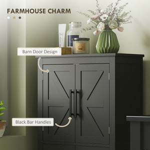 Bathroom Storage Cabinet with Barn Doors and Adjustable Shelf, Black