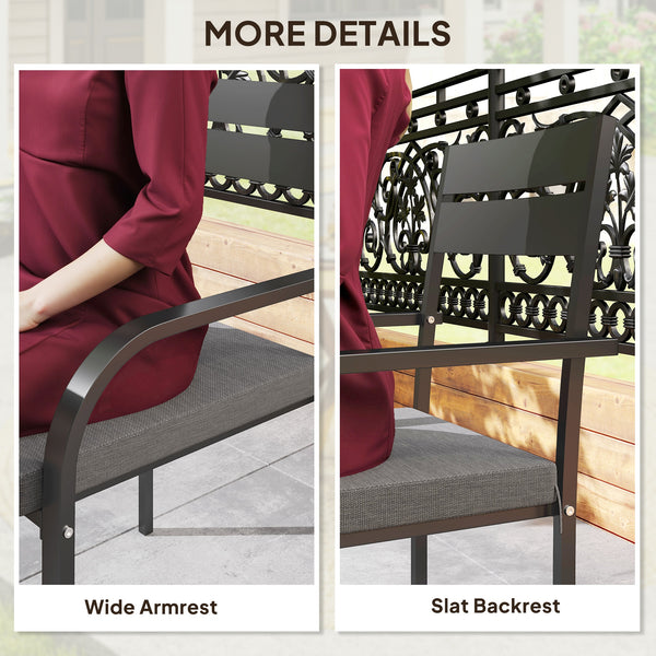 2-piece outdoor dining chairs, aluminum frame, soft cushion, gray